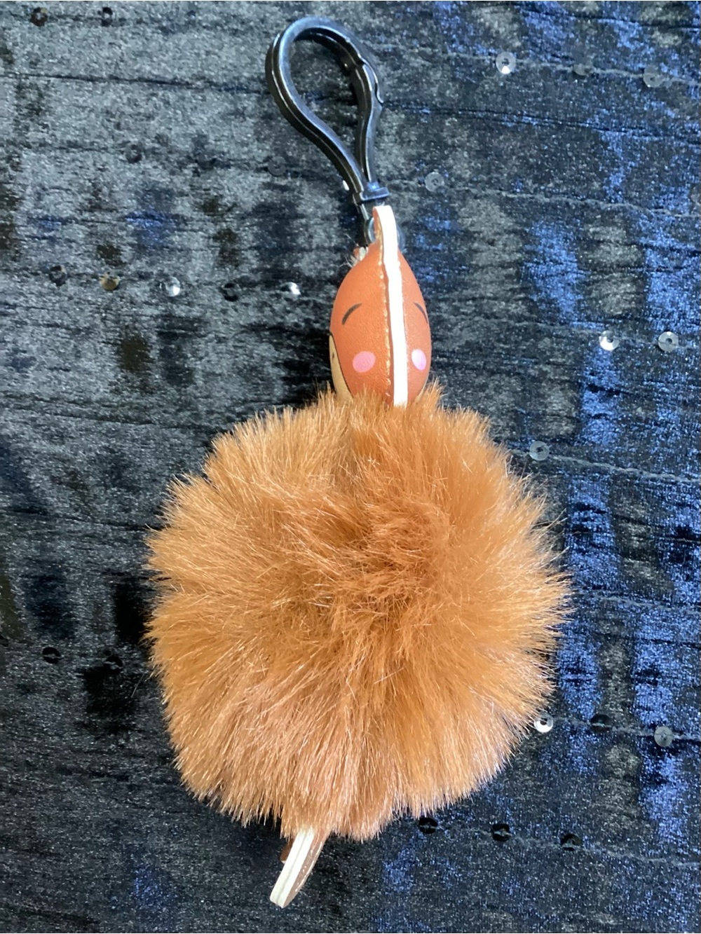 Brown Alpaca Pom Pom Keychain with Clip - Picture 5 of 11